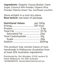 Vegan Matcha Chocolate Bar Vegan Matcha Chocolate Bar | Buy Green Tea Chocolate in Melbourne Handmade in Melbourne