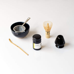 6-piece Matcha Set | Black Naoshi Matcha Ceremony Tea Set | Buy Japanese Matcha Kit Australia Hanae - Ceremonial Grade / AIIRO Deep Blue (Made in Japan) Customisable