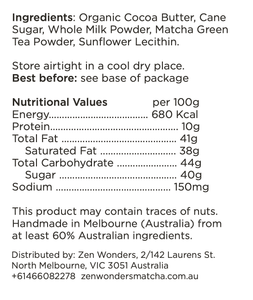 Matcha Bar Code Matcha Chocolate Bar | Buy Green Tea Chocolate in Melbourne Australia