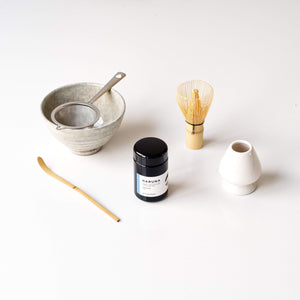 6-piece Matcha Set | White Naoshi Matcha Ceremony Tea Set | Buy Japanese Matcha Kit Australia Haruna - Organic Ceremonial Grade / GURE Grey (Made in Japan) Customisable